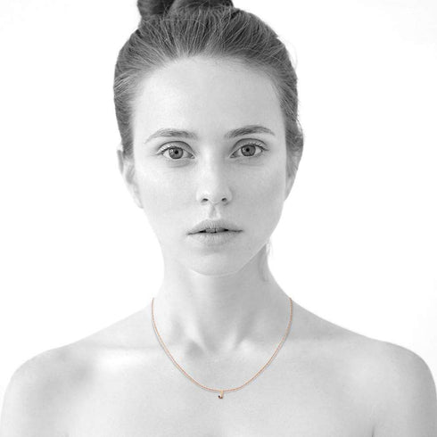 Initials Brick Alphabet Letter Necklace Rose Gold Layered Steel Jewellery